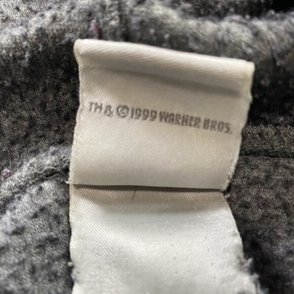 Looney Tunes Vintage 90s Warner Brothers Embroidered Fleece Hoodie Grey L/XL - Picture 4 of 12